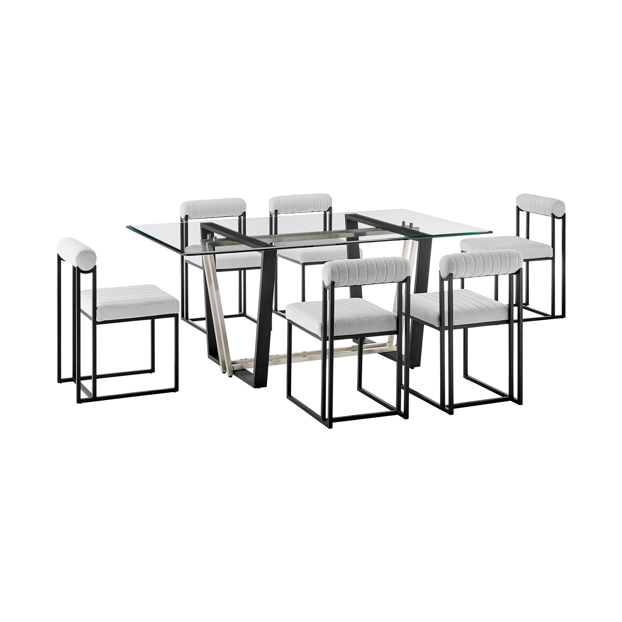 Kai Anastasia - Rectangular Glass Dining Table Set - Matte Black Base - Premium 5 Piece Dining Room Sets from Armen Living - Just $2815! Shop now at brett interiors