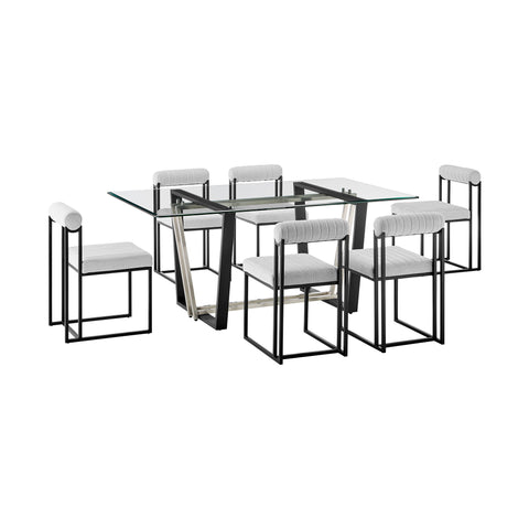 Kai Anastasia - Rectangular Glass Dining Table Set - Matte Black Base - Premium 5 Piece Dining Room Sets from Armen Living - Just $2815! Shop now at brett interiors