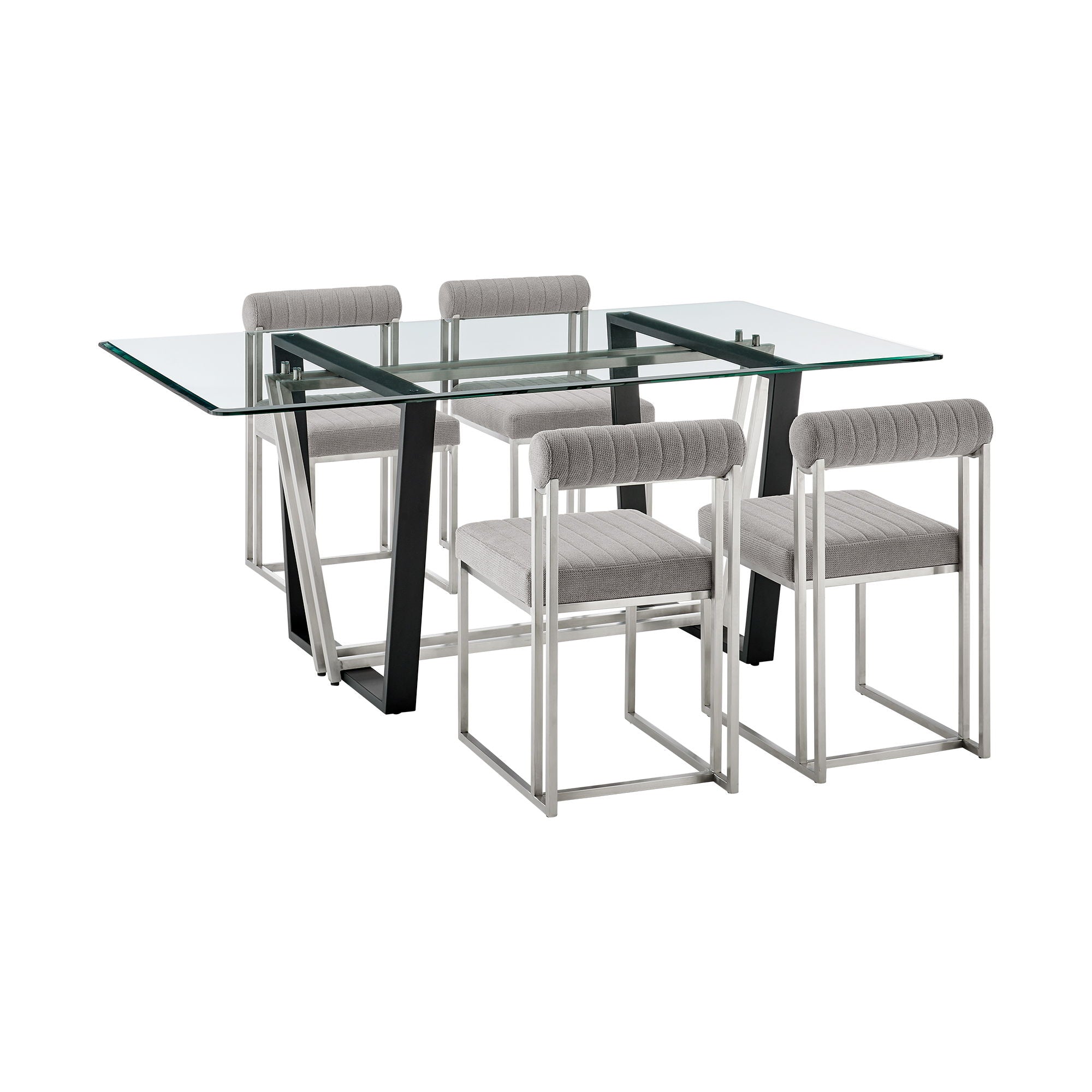 Kai Anastasia - Rectangular Glass Dining Table Set - Brushed Base - Premium 5 Piece Dining Room Sets from Armen Living - Just $3065! Shop now at brett interiors