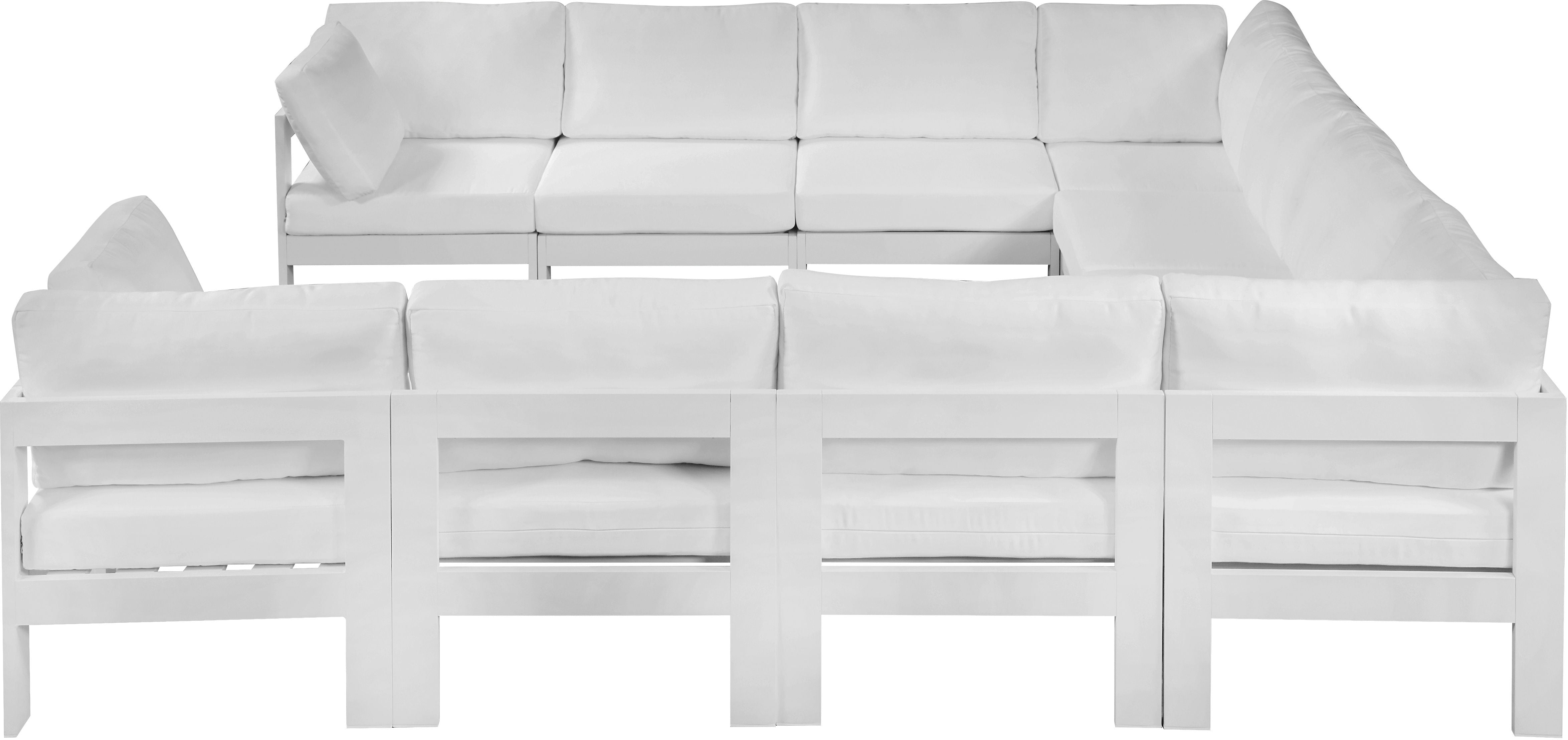 Nizuc - Outdoor Patio Modular Sectional 10 Piece - White - Fabric - Premium Stationary Sectionals from Meridian Furniture - Just $9025! Shop now at brett interiors