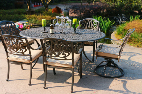 Oval Aluminum Dining Set With Cushions - Premium 7 Piece Outdoor Sets from Gather Craft - Just $3556! Shop now at brett interiors