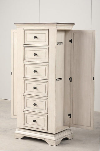 Anastasia - Lingerie Swivel Chest With Mirror - Antique White - Premium Lingerie Chests from New Classic - Just $1050! Shop now at brett interiors