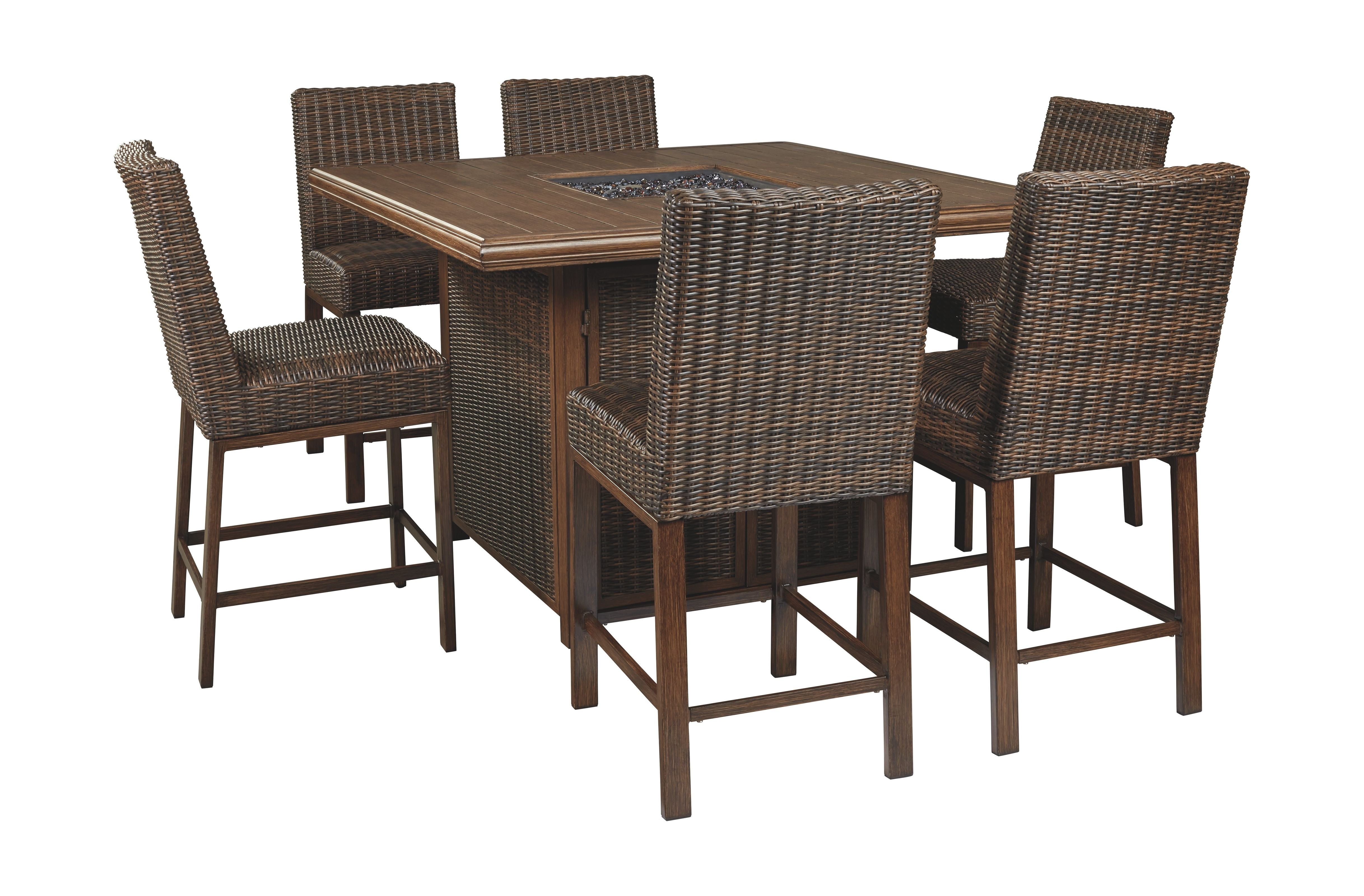 Paradise Trail - Outdoor Fire Pit Table Set - Premium 7 Piece Outdoor Sets from Signature Design by Ashley® - Just $4097.05! Shop now at brett interiors