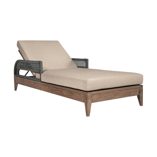 Orbit - Outdoor Patio Chaise Lounge Chair - Weathered Eucalyptus / Taupe - Premium Lounge Chairs from Armen Living - Just $2382.50! Shop now at brett interiors