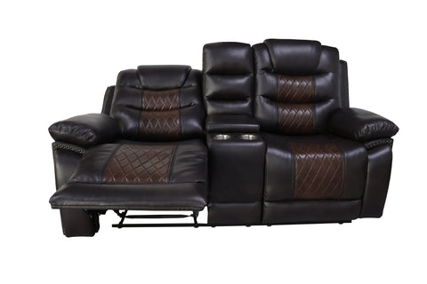 Nikko - Console Loveseat With Dual Recliners - Two Tone Brown - Premium Reclining Loveseats from New Classic - Just $997.50! Shop now at brett interiors