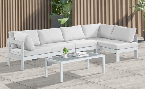 Nizuc - Outdoor Patio Modular Sectional - White - Fabric - Premium Stationary Sectionals from Meridian Furniture - Just $4512.50! Shop now at brett interiors