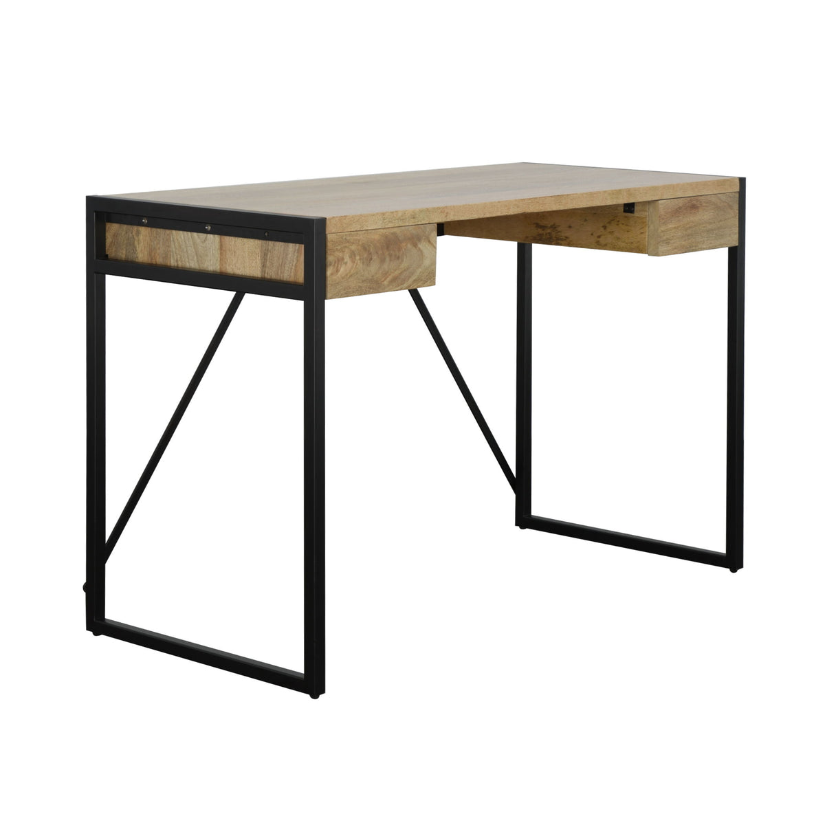 Micah - Two Drawer Writing Desk - Dex Natural / Metal - Premium Writing Desks from Coast2Coast Home - Just $1815! Shop now at brett interiors