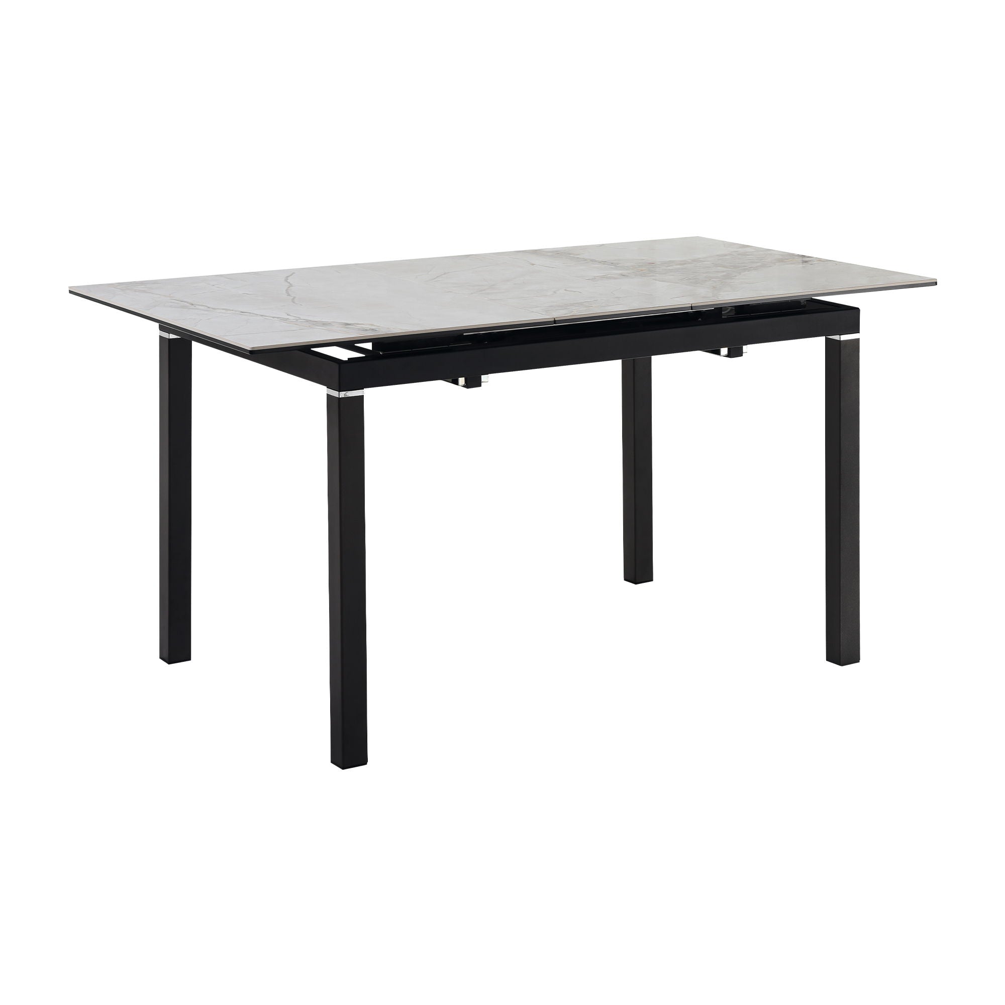 Giana - Extendable Dining Table Stone And Metal - Gray / Black - Premium Dining Tables with Extensions from Armen Living - Just $1367.50! Shop now at brett interiors