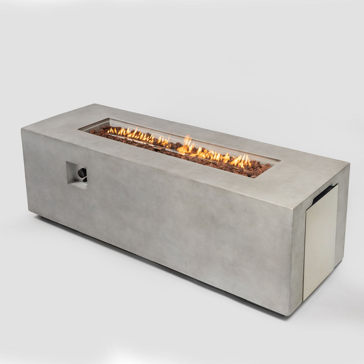 70" Concrete Large Fire Pit Table - Light Gray - Premium Fire Pits from AS Outdoor Heating - Just $1838! Shop now at brett interiors