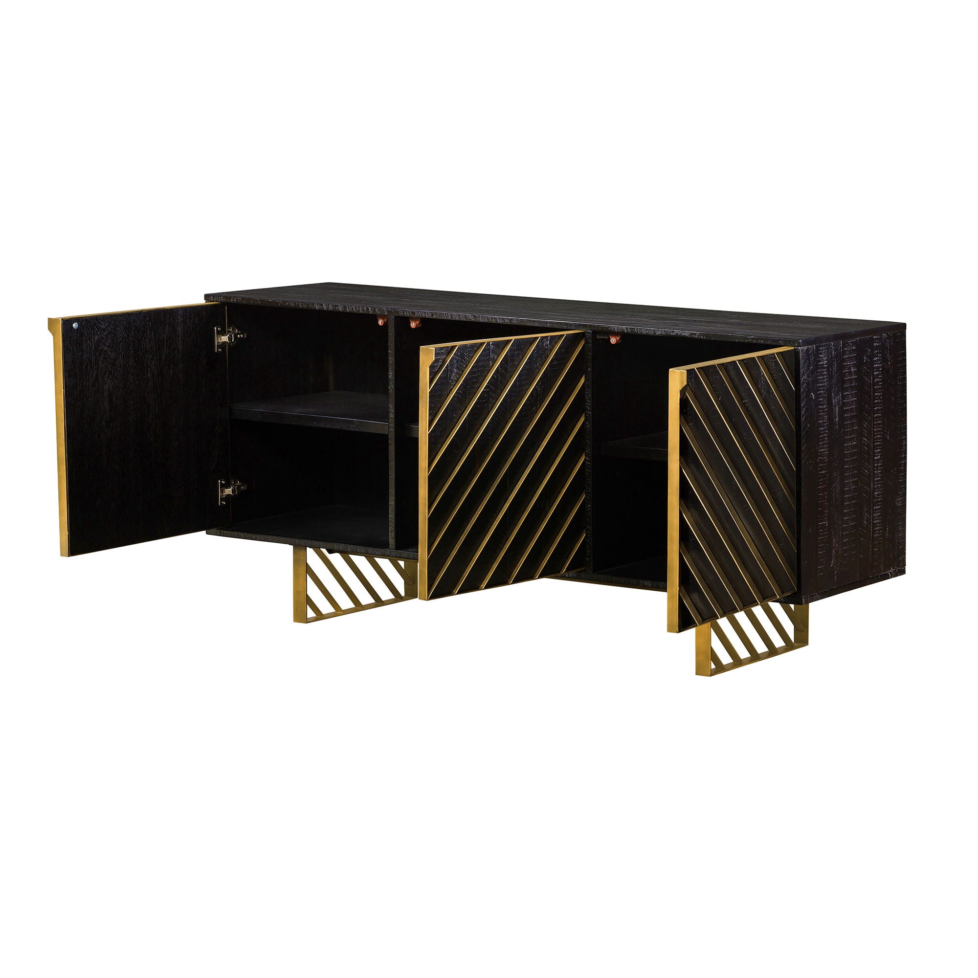 Monaco - Rectangular Sideboard With Antique Brass Accent - Black - Premium Sideboards from Armen Living - Just $1610! Shop now at brett interiors