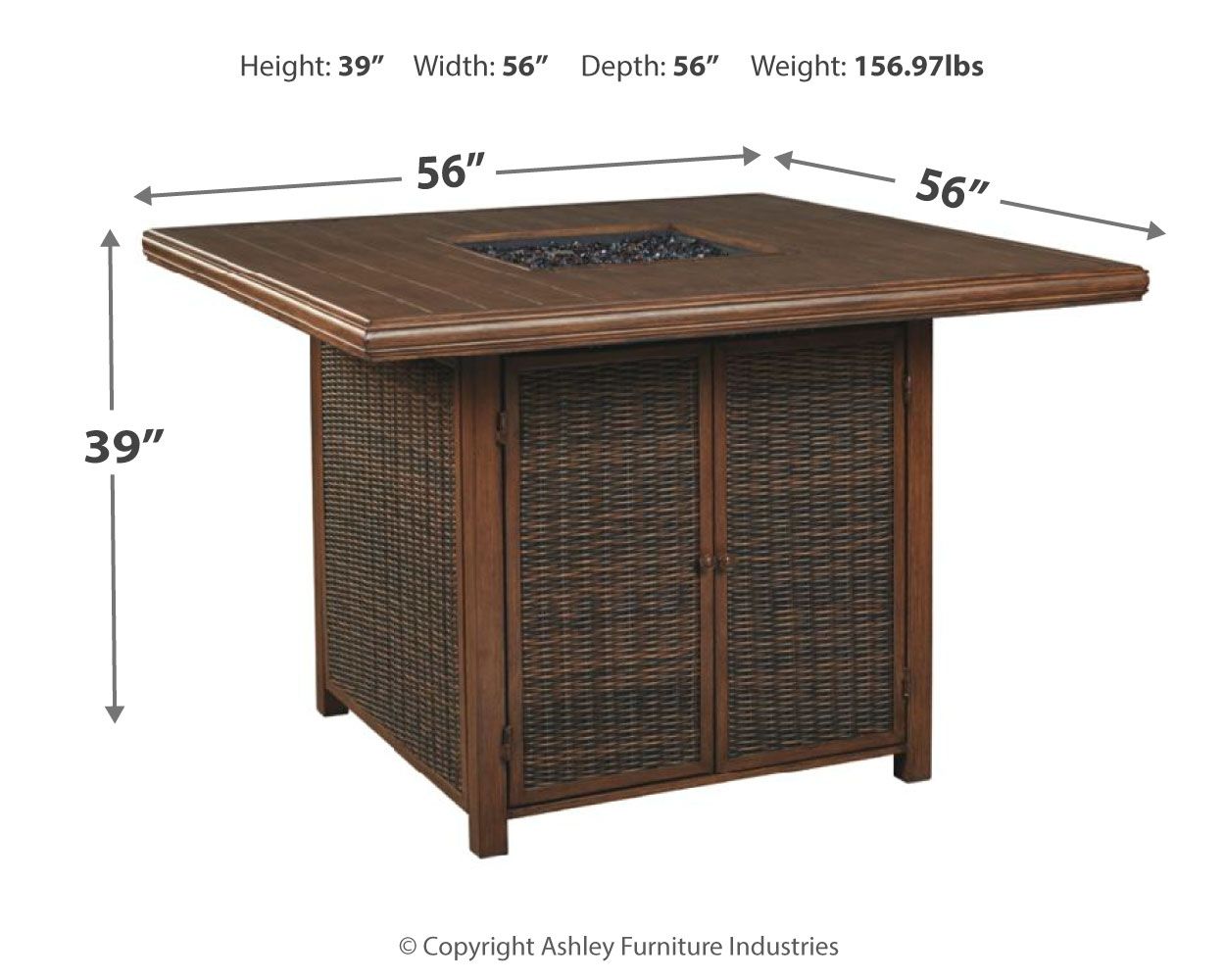 Paradise - Medium Brown - Square Bar Table W/Fire Pit - Premium Fire Pits from Ashley Furniture - Just $1775.50! Shop now at brett interiors