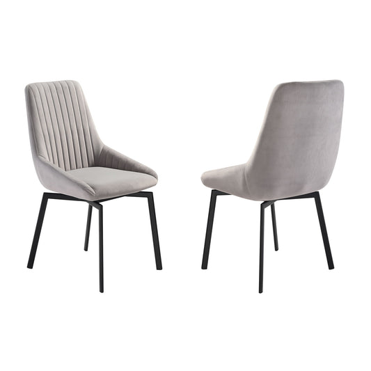 Susie - Swivel Upholstered Dining Chair (Set of 2) / Gray - Black - Premium Chair Sets from Armen Living - Just $615! Shop now at brett interiors