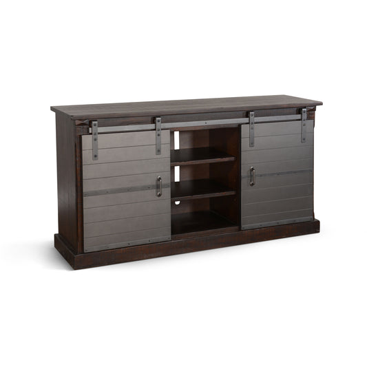 TV Console With Barn Door - Charred Oak - Premium TV Stands from Sunny Designs - Just $1098! Shop now at brett interiors