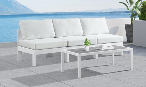 Nizuc - Outdoor Patio Modular Sofa - White - Fabric - Modern & Contemporary - Premium Sofas from Meridian Furniture - Just $2587.50! Shop now at brett interiors