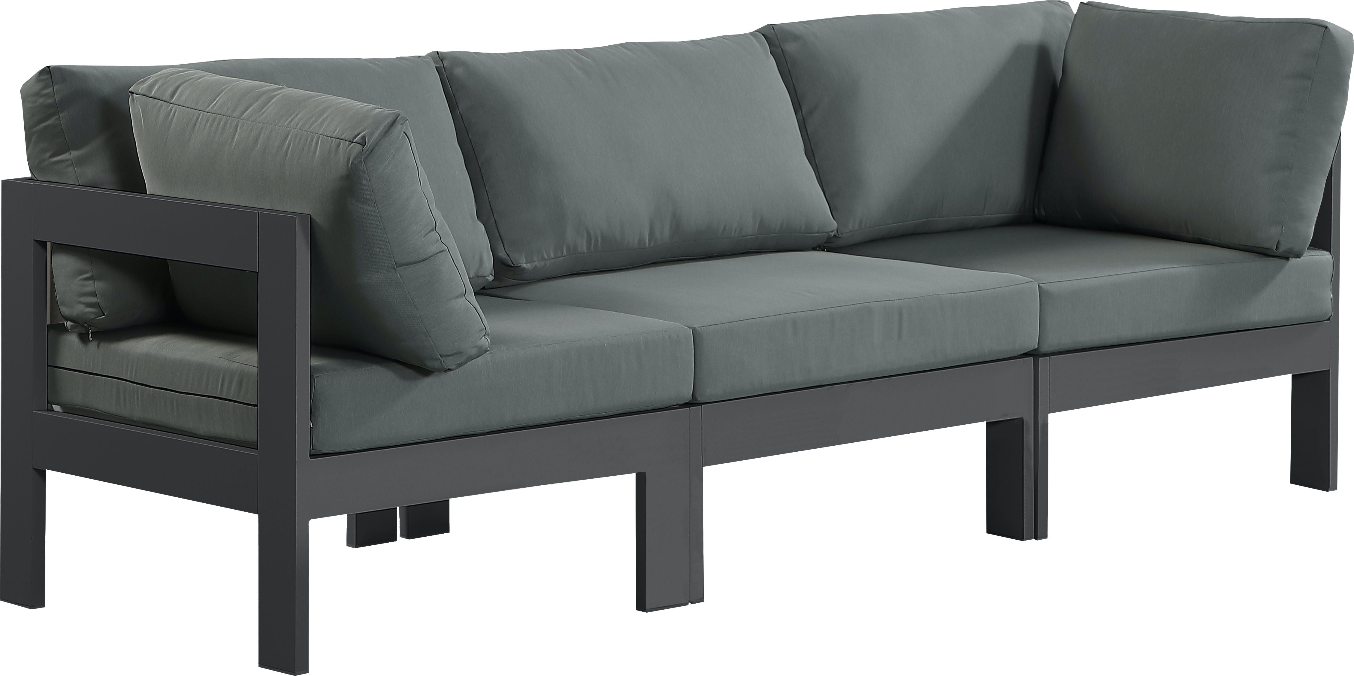 Nizuc - Outdoor Patio Modular Sofa 3 Seats - Grey - Premium Sofas from Meridian Furniture - Just $2787.50! Shop now at brett interiors