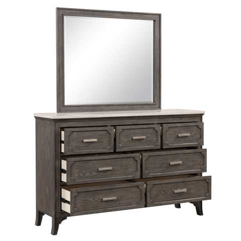 Lisbon - 2 Piece Dresser & Mirror Set - Gray - Premium Dresser & Mirror from New Classic - Just $1000! Shop now at brett interiors