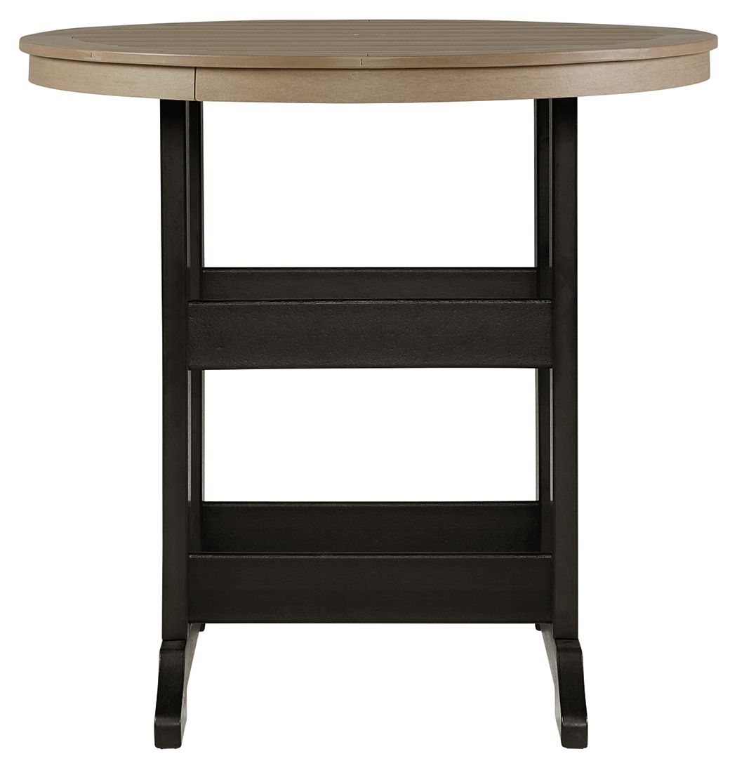 Fairen Trail - Black / Driftwood - Round Bar Table W/Umb Opt - Premium Bar Tables from Signature Design by Ashley® - Just $1010.63! Shop now at brett interiors