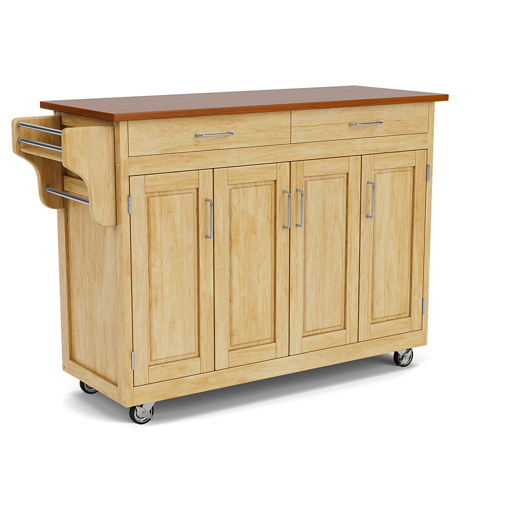 Create-A-Cart - 4 Doors Kitchen Cart With Oak Wood Top - Premium Islands & Carts from Homestyles - Just $1449.98! Shop now at brett interiors