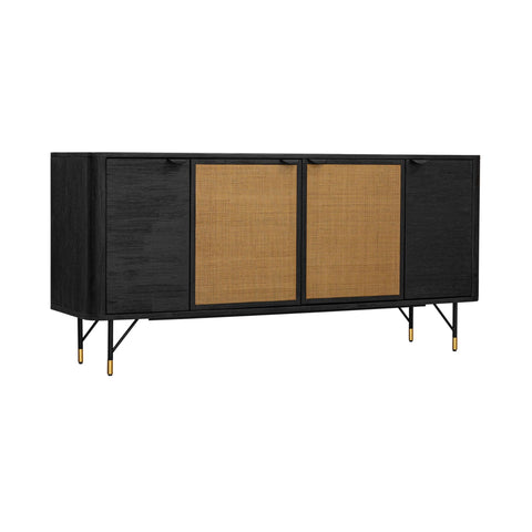 Saratoga - Sideboard Buffet With Rattan - Black Acacia - Premium Buffets from Armen Living - Just $1387.50! Shop now at brett interiors