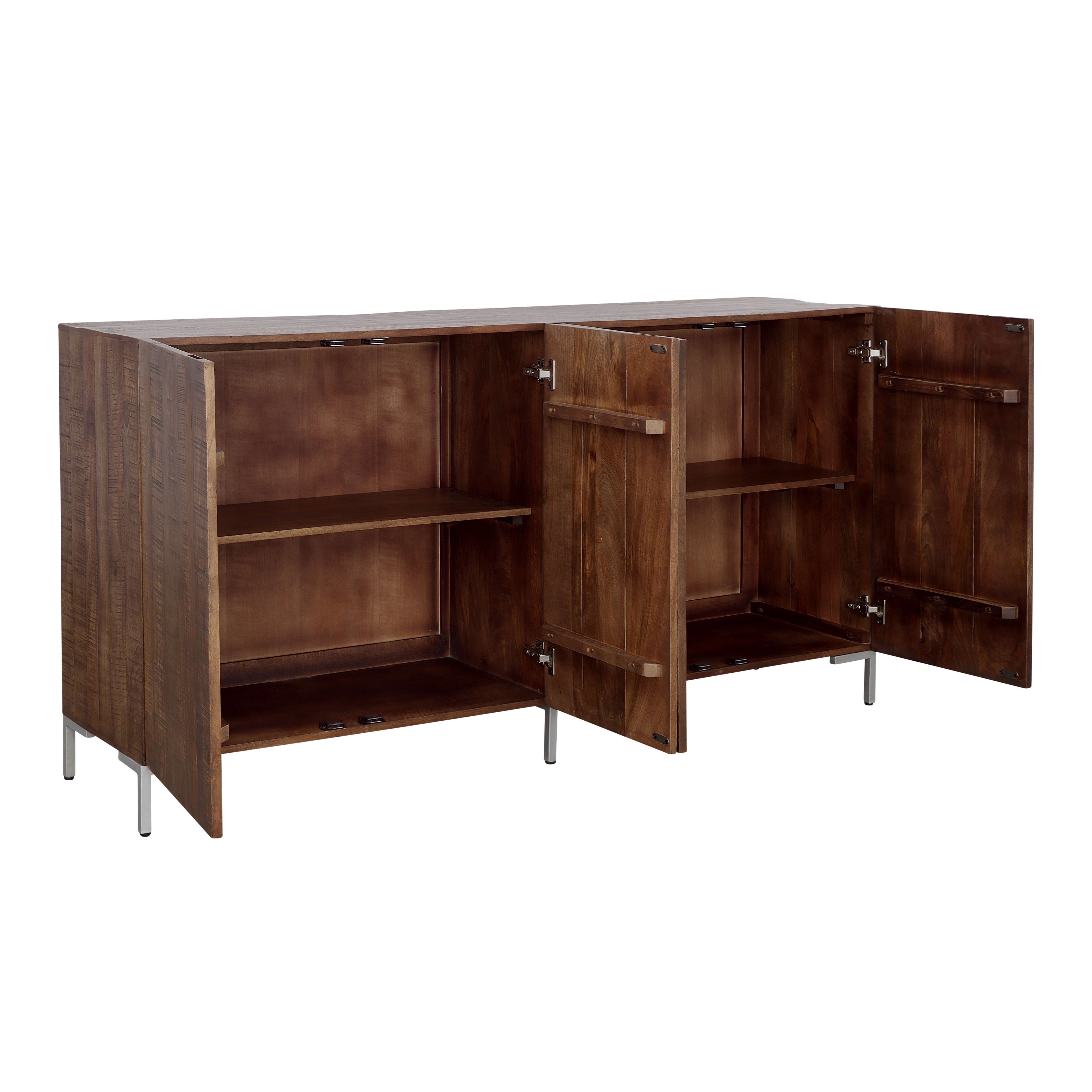 Bahari Chatter - Four Door Credenza - Brown / Silver - Premium Credenzas from Coast2Coast Home - Just $4290! Shop now at brett interiors