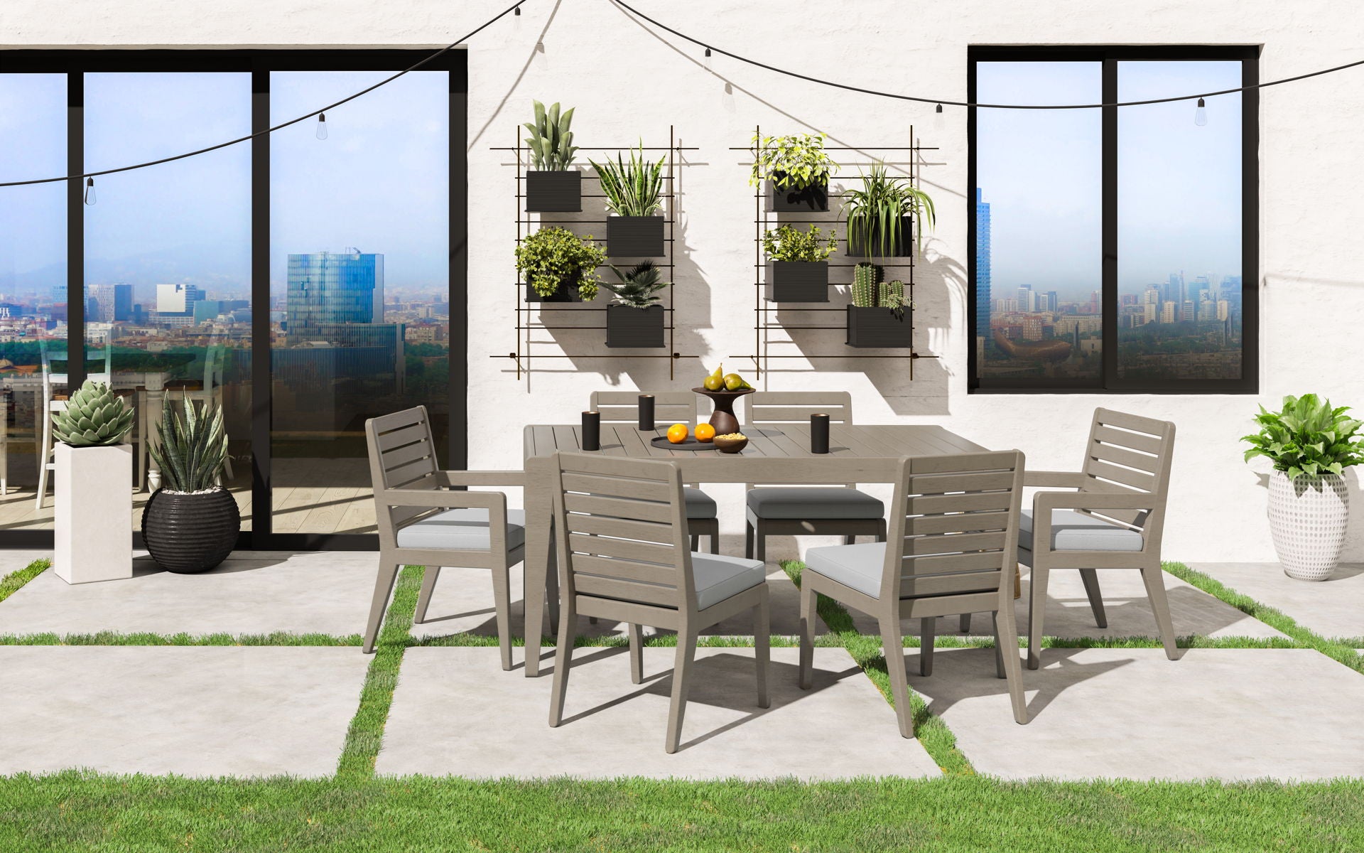 Sustain - Outdoor Dining Table And Six Chairs - Wood - Dark Gray - 30" - Premium 7 Piece Outdoor Sets from Homestyles - Just $6095! Shop now at brett interiors