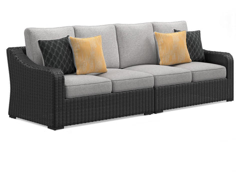 Beachcroft - Black / Light Gray - 2-Piece Outdoor Loveseat With Cushion - Premium Loveseats from Signature Design by Ashley® - Just $2202.50! Shop now at brett interiors