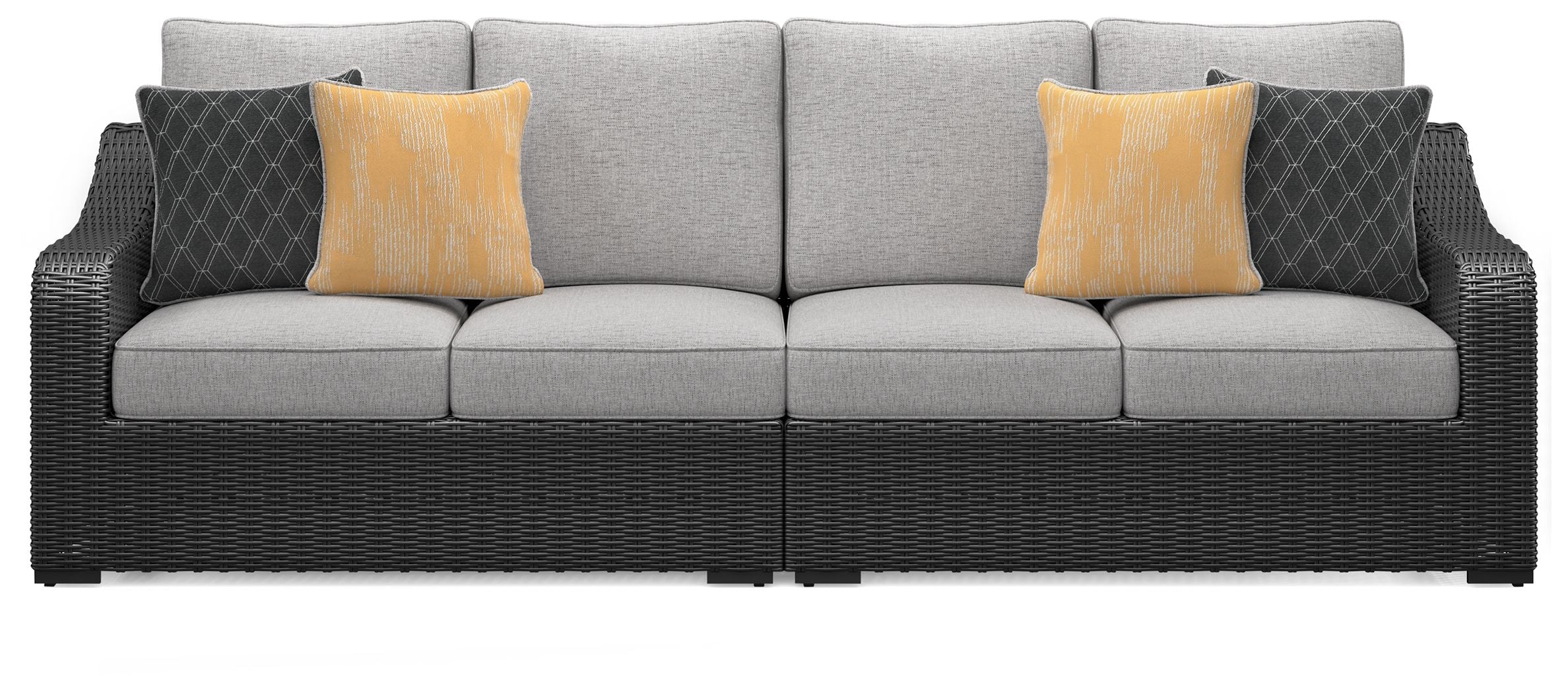 Beachcroft - Black / Light Gray - 2-Piece Outdoor Loveseat With Cushion - Premium Loveseats from Signature Design by Ashley® - Just $2202.50! Shop now at brett interiors