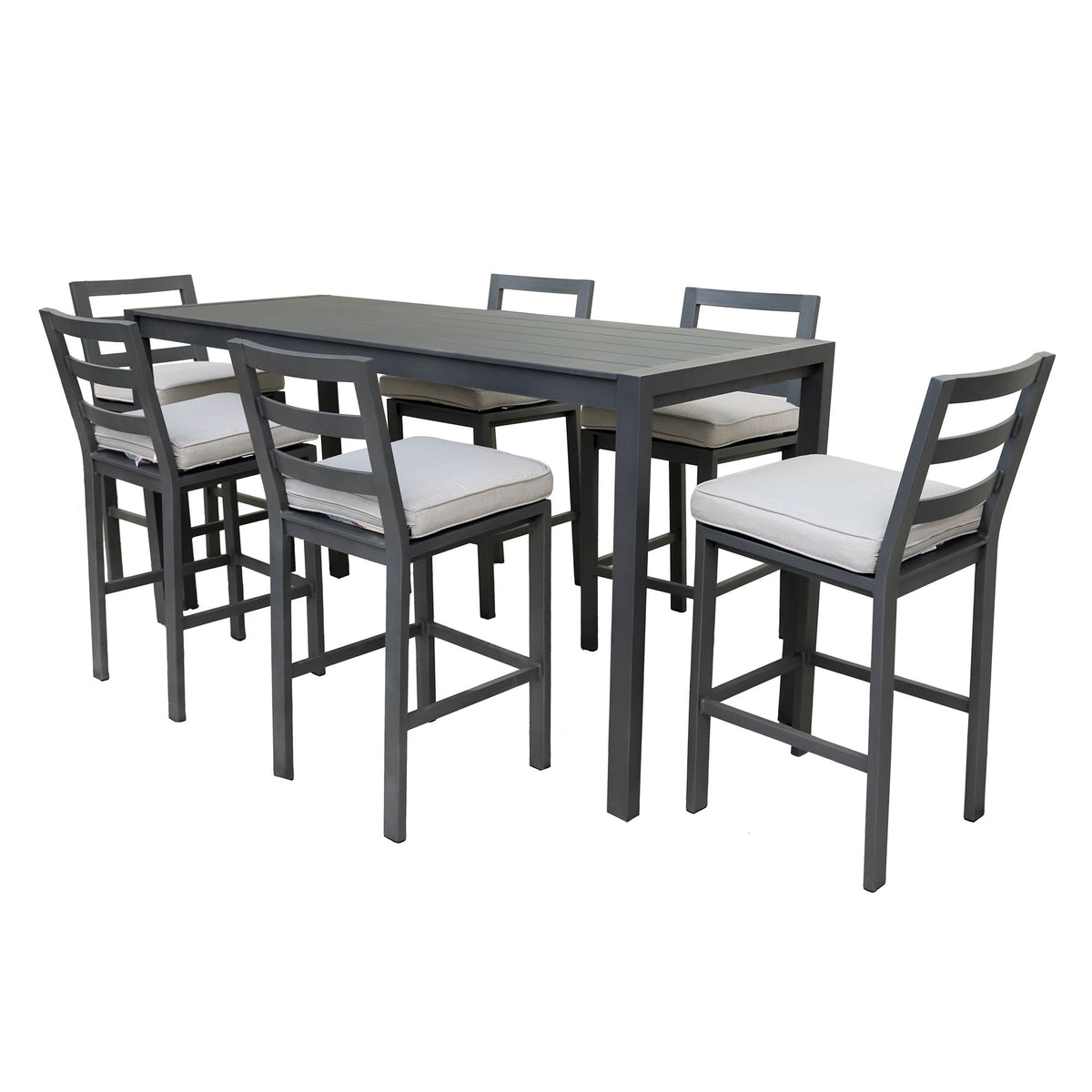 7 Piece Aluminum Outdoor Bar Set - Pewter - Premium 7 Piece Outdoor Sets from Gather Craft - Just $3318! Shop now at brett interiors