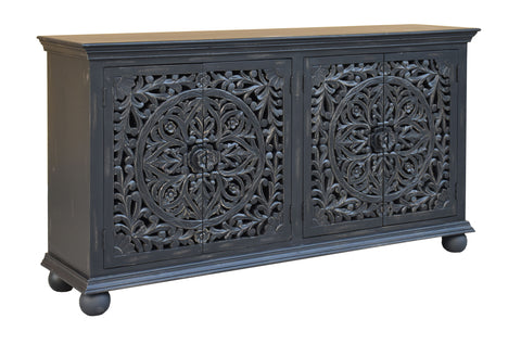 Yvette - Four Door Credenza - Black Distressed - Premium Credenzas from Coast2Coast Home - Just $4950! Shop now at brett interiors