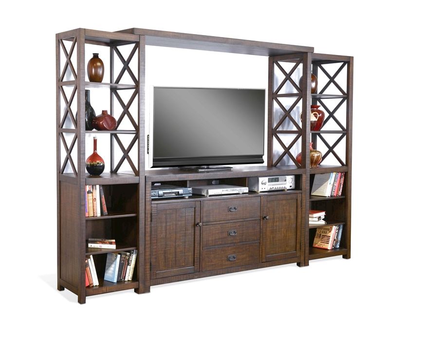 Homestead - Entertainment Wall (66,B,2Xp) - Dark Brown - Premium Entertainment Centers from Sunny Designs - Just $3878! Shop now at brett interiors