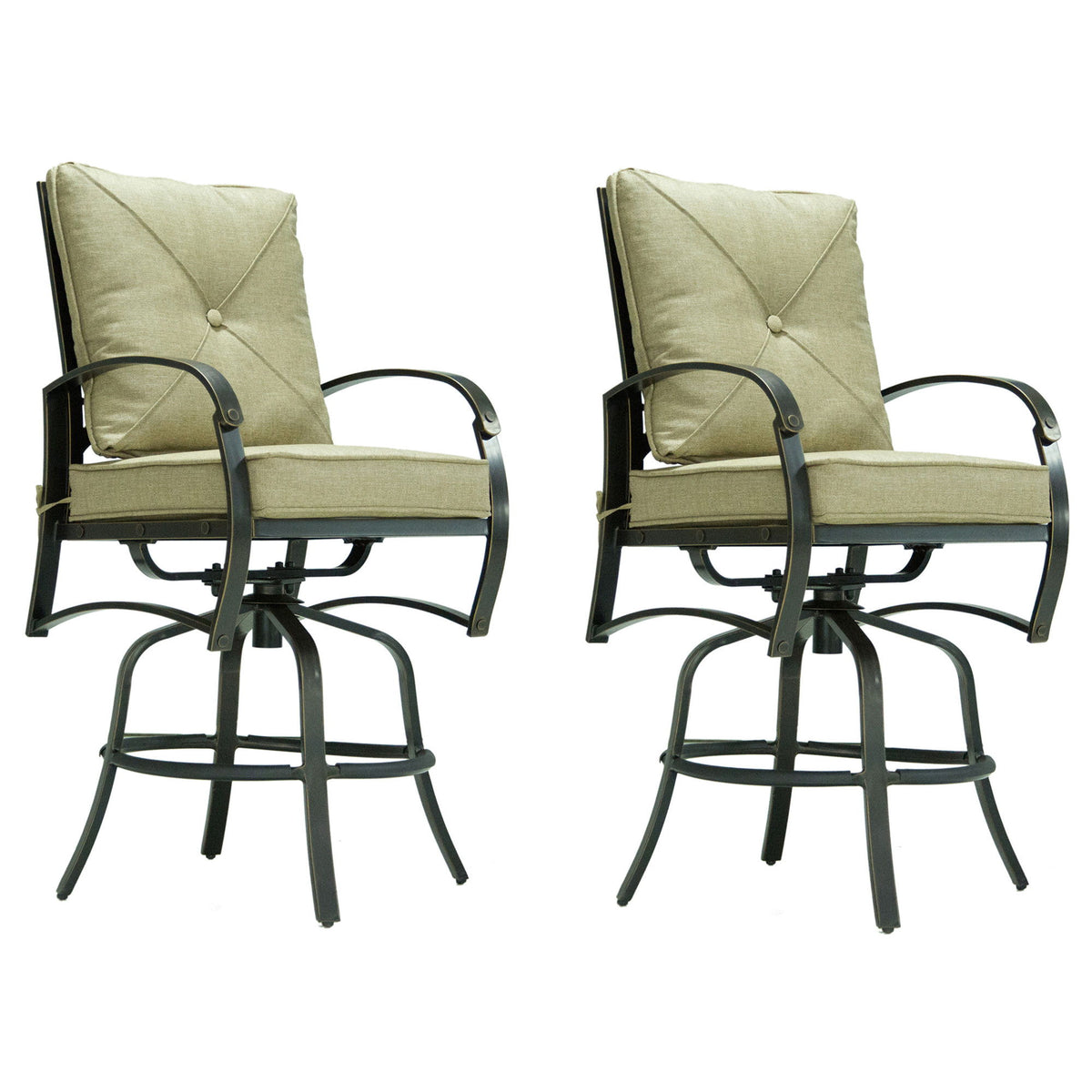 Bar Chair With Back And Seat Cushion (Set of 2) - Antique Bronze - Premium Chair Sets from Gather Craft - Just $1064! Shop now at brett interiors