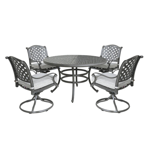 Outdoor Aluminum Dining Set With Cushion - Premium 5 Piece Outdoor Sets from Gather Craft - Just $2368! Shop now at brett interiors