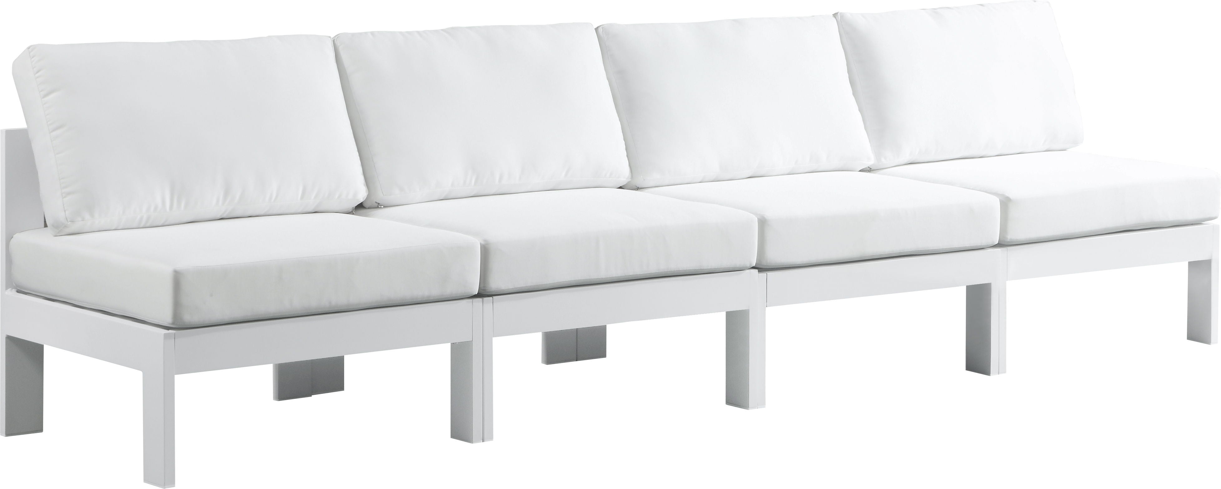 Nizuc - Outdoor Patio Modular Sofa 4 Seats - White - Premium Sofas from Meridian Furniture - Just $3450! Shop now at brett interiors