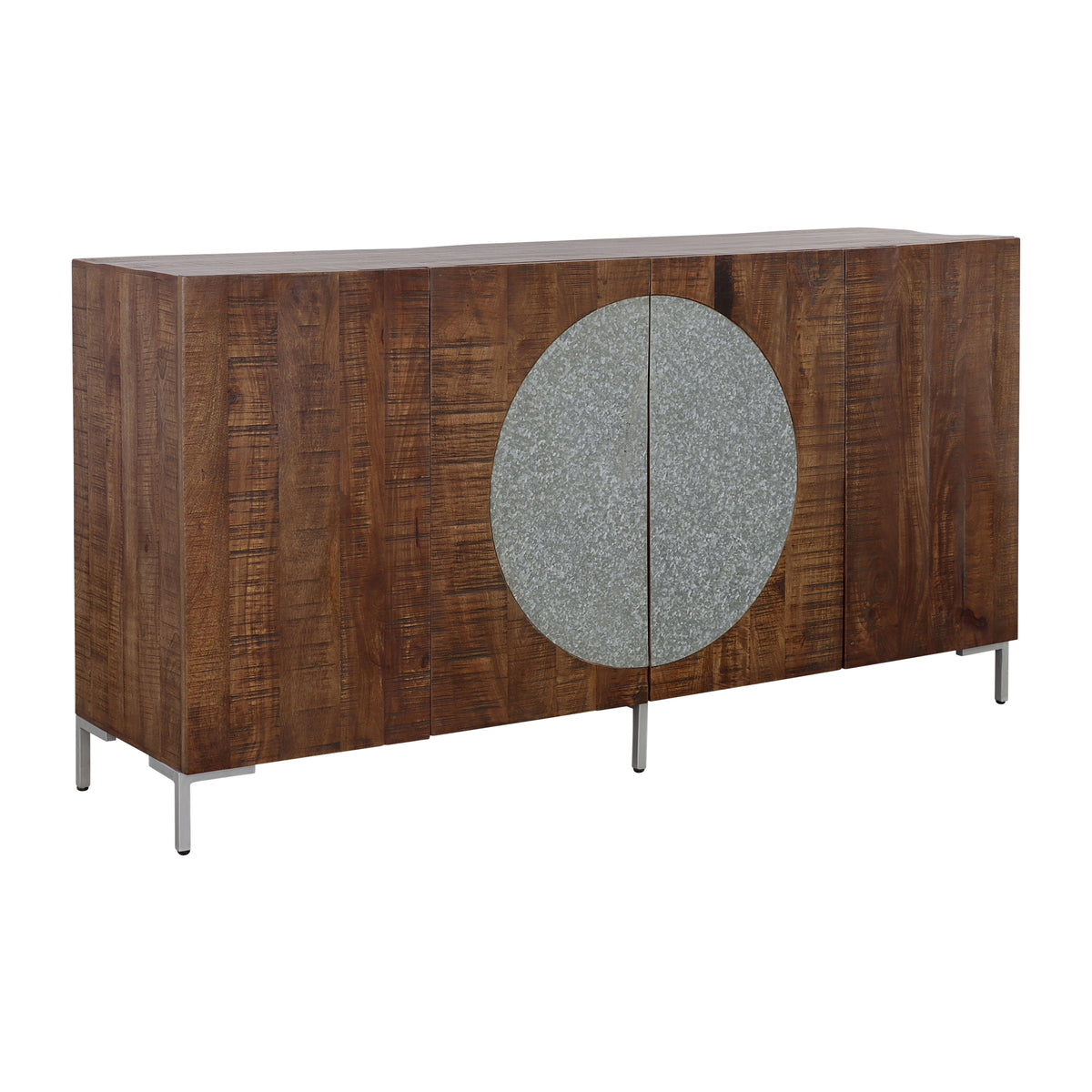 Bahari Chatter - Four Door Credenza - Brown / Silver - Premium Credenzas from Coast2Coast Home - Just $4290! Shop now at brett interiors