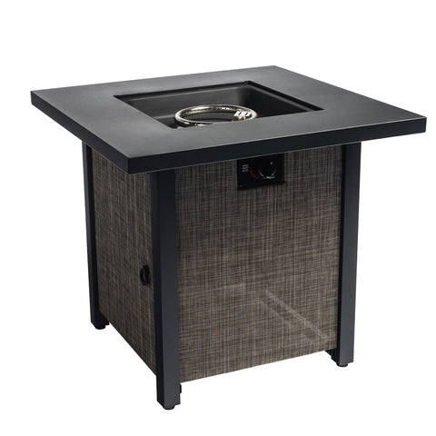 40000Btu Square Propane Fire Pit Table Steel Tabletop With Textilene Side Panel, Steel Lid And Rocks - Black / Gray - Premium Fire Pits from AS Outdoor Heating - Just $261! Shop now at brett interiors