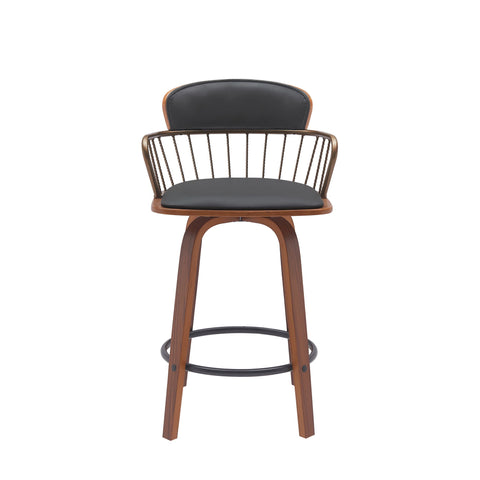 Willow - Swivel Walnut Wood Faux Leather Stool - Premium Counter Height (24"-27") from Armen Living - Just $255! Shop now at brett interiors