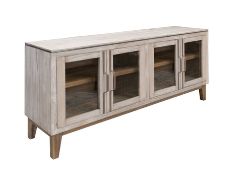 Forest - 4 Glass Door Metal Handle Console - Ivory White & Brown - Premium TV Stands from International Furniture Direct - Just $1062.50! Shop now at brett interiors