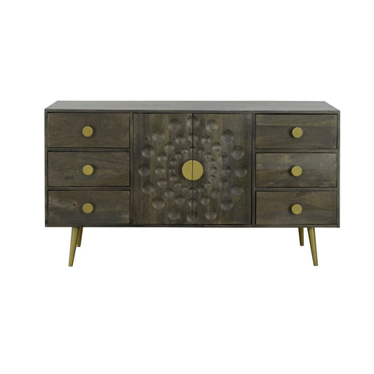 Brooklyn - Two Door Six Drawer Credenza - Chamberline Gray / Gold - Premium Credenzas from Coast2Coast Home - Just $3300! Shop now at brett interiors