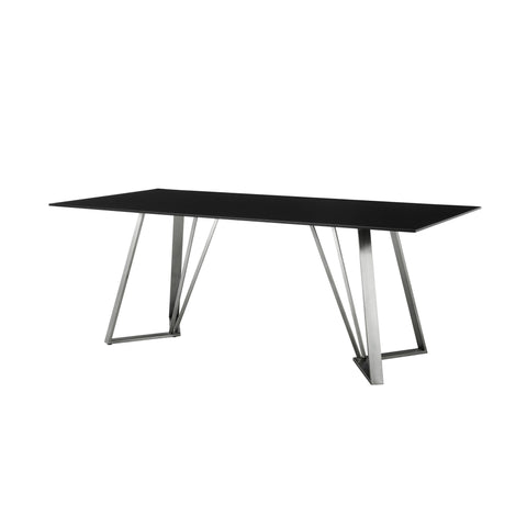 Cressida - Glass And Stainless Steel Rectangular Dining Room Table - Black / Brushed - Premium Dining Tables from Armen Living - Just $1552.50! Shop now at brett interiors