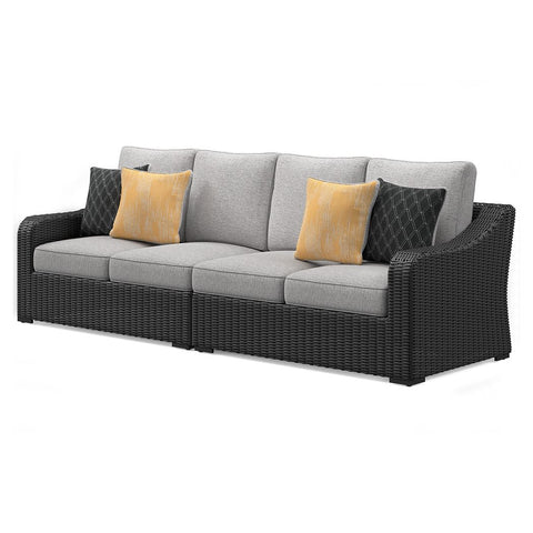 Beachcroft - Black / Light Gray - 2-Piece Outdoor Loveseat With Cushion - Premium Loveseats from Signature Design by Ashley® - Just $2202.50! Shop now at brett interiors