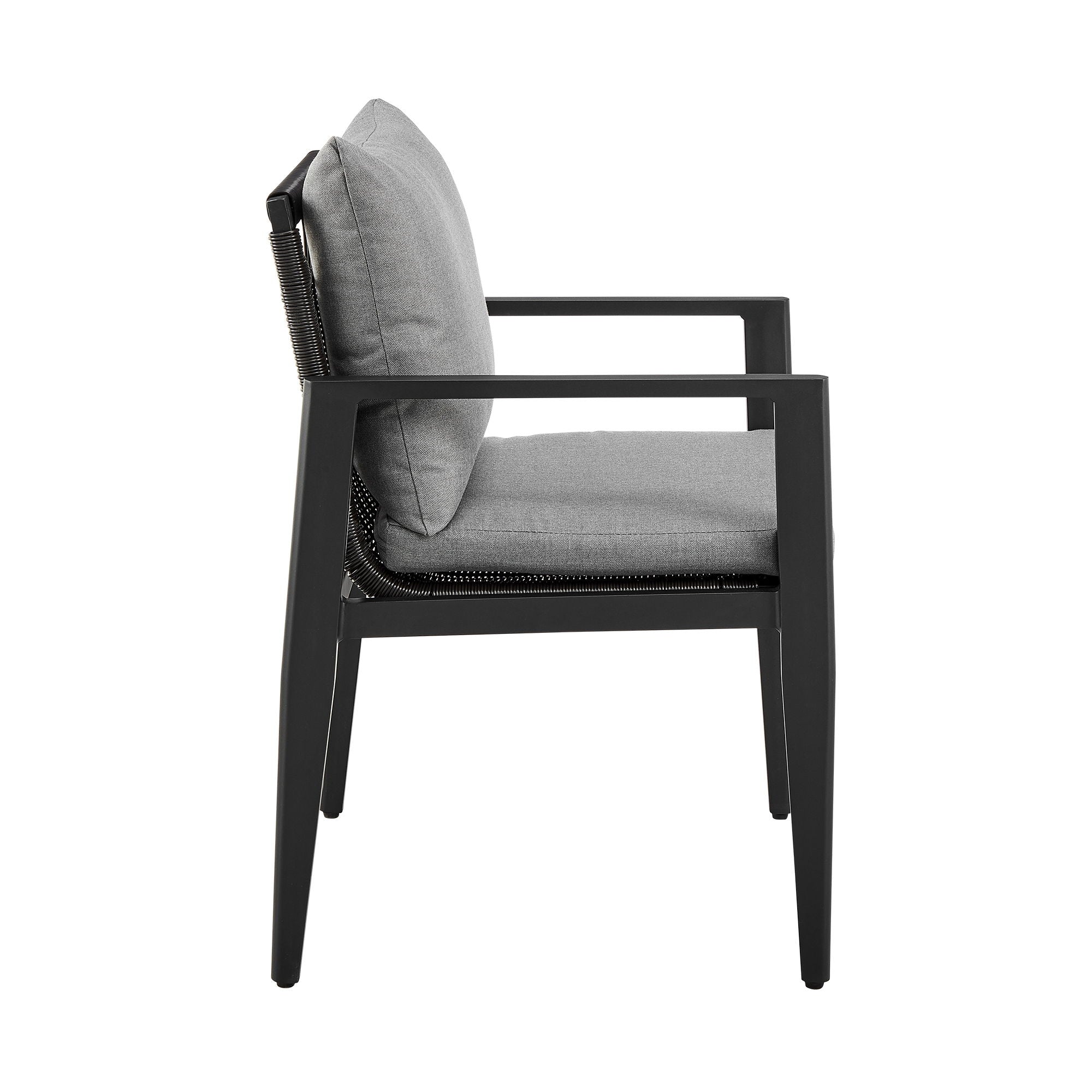 Cayman - Outdoor Patio Dining Chairs With Arms And Cushions (Set of 2) - Gray - Premium Chair Sets from Armen Living - Just $1210! Shop now at brett interiors