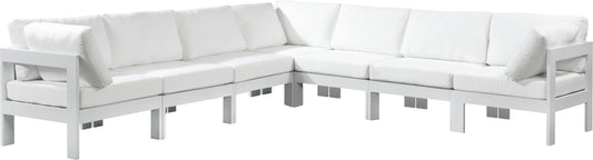 Nizuc - Outdoor Patio Modular Sectional 7 Piece - White - Metal - Premium Stationary Sectionals from Meridian Furniture - Just $6337.50! Shop now at brett interiors