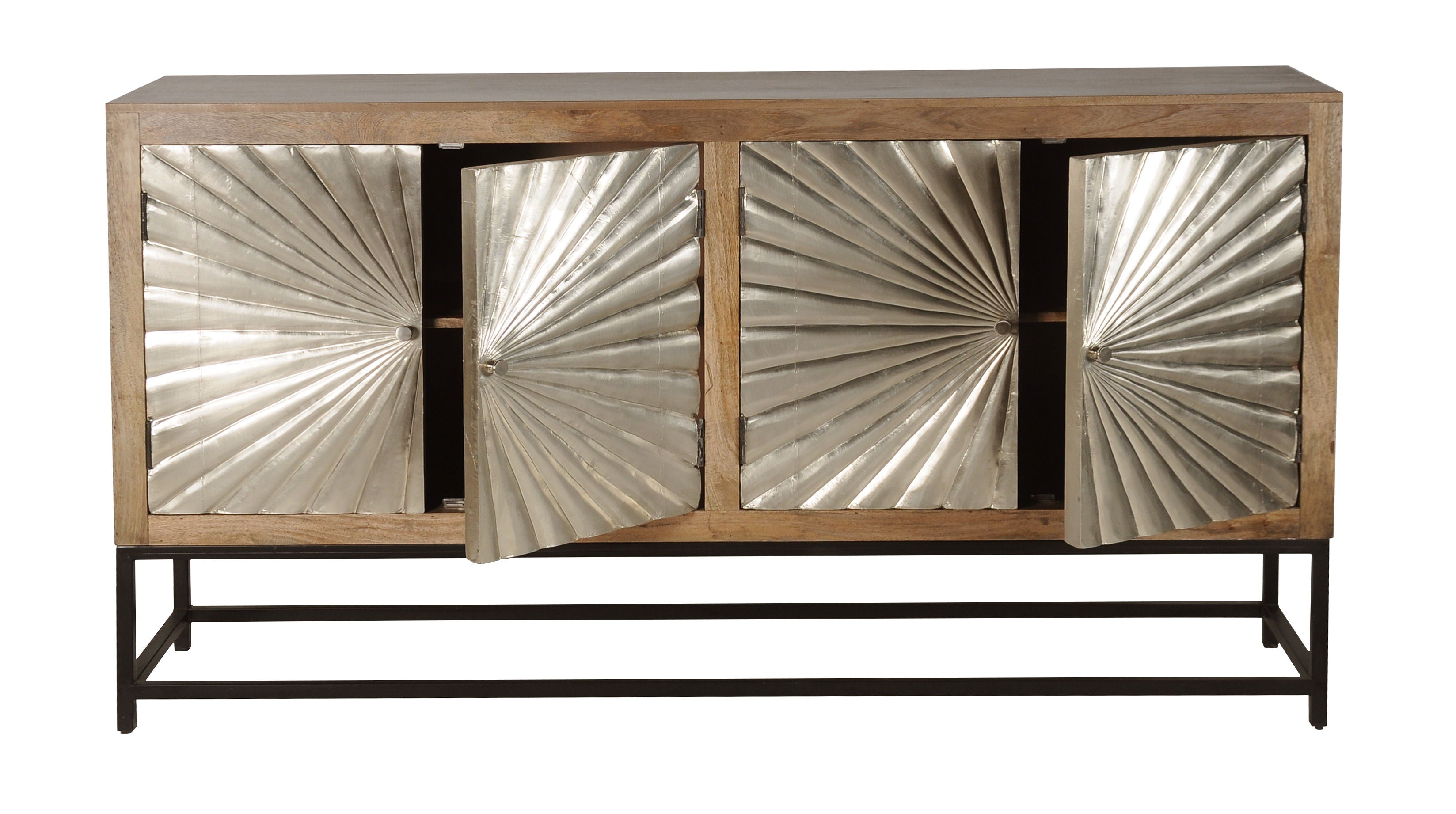 Sparks - Four Door Credenza - Sparkler Brown / Silver - Premium Credenzas from Coast2Coast Home - Just $5775! Shop now at brett interiors