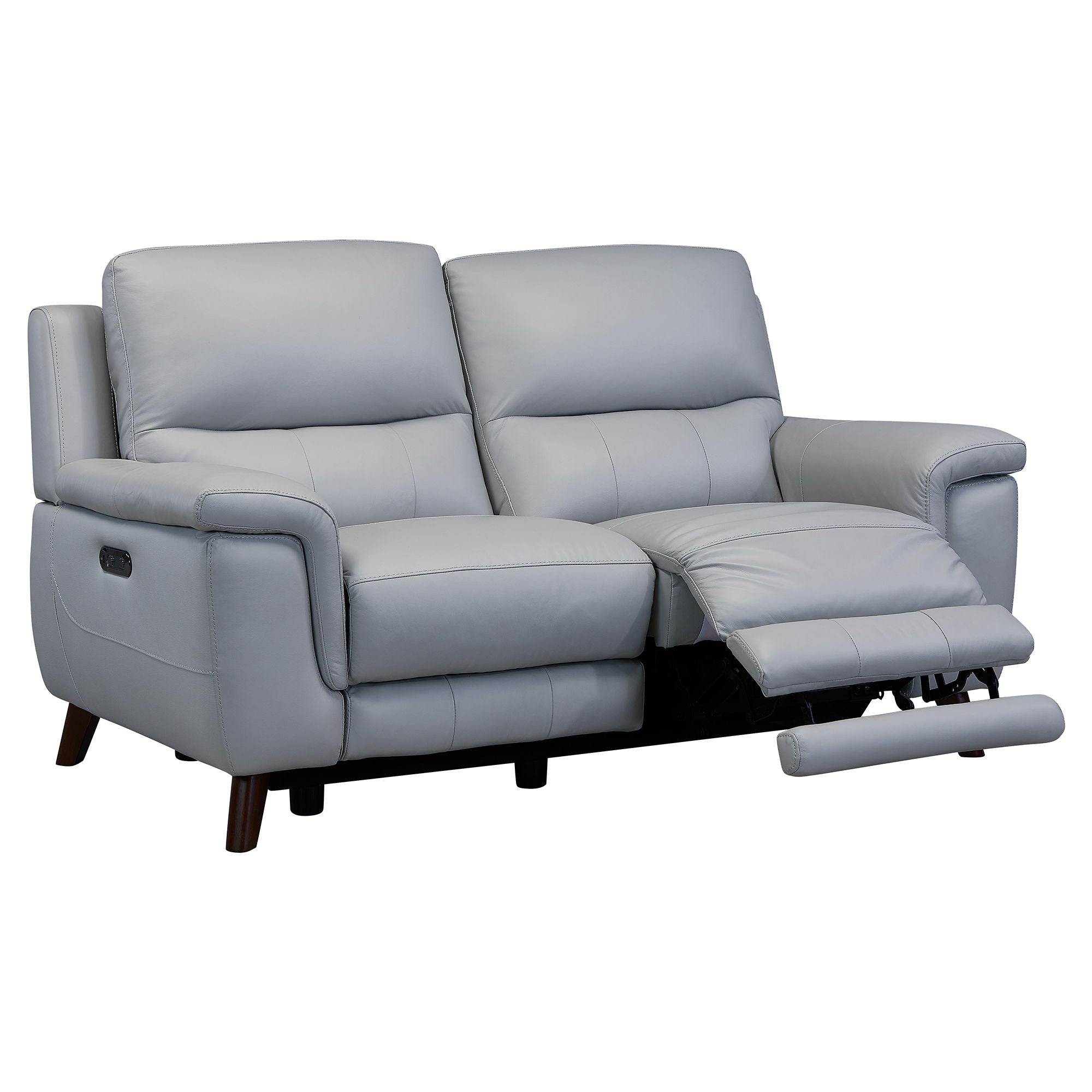 Lizette - Contemporary Loveseat Genuine Leather - Dark Brown / Dove Gray - Premium Reclining Loveseats from Armen Living - Just $3085! Shop now at brett interiors