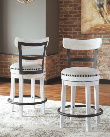 Valebeck - Full Back Swivel Stool - Premium Counter Height (24"-27") from Signature Design by Ashley® - Just $254.10! Shop now at brett interiors