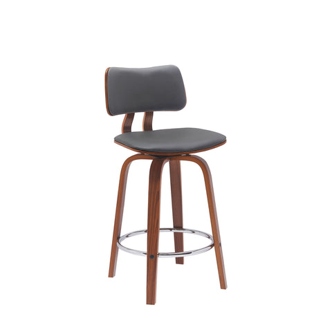 Pico - Swivel Walnut Wood Faux Leather Stool - Premium Counter Height (24"-27") from Armen Living - Just $205! Shop now at brett interiors