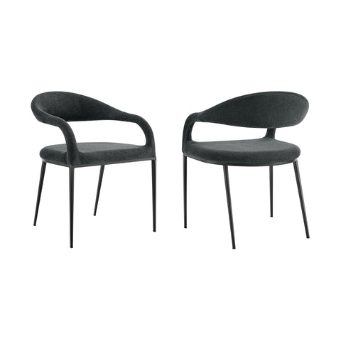 Morgan - Upholstered Dining Chair (Set of 2) - Matte Black Legs - Premium Chair Sets from Armen Living - Just $650! Shop now at brett interiors