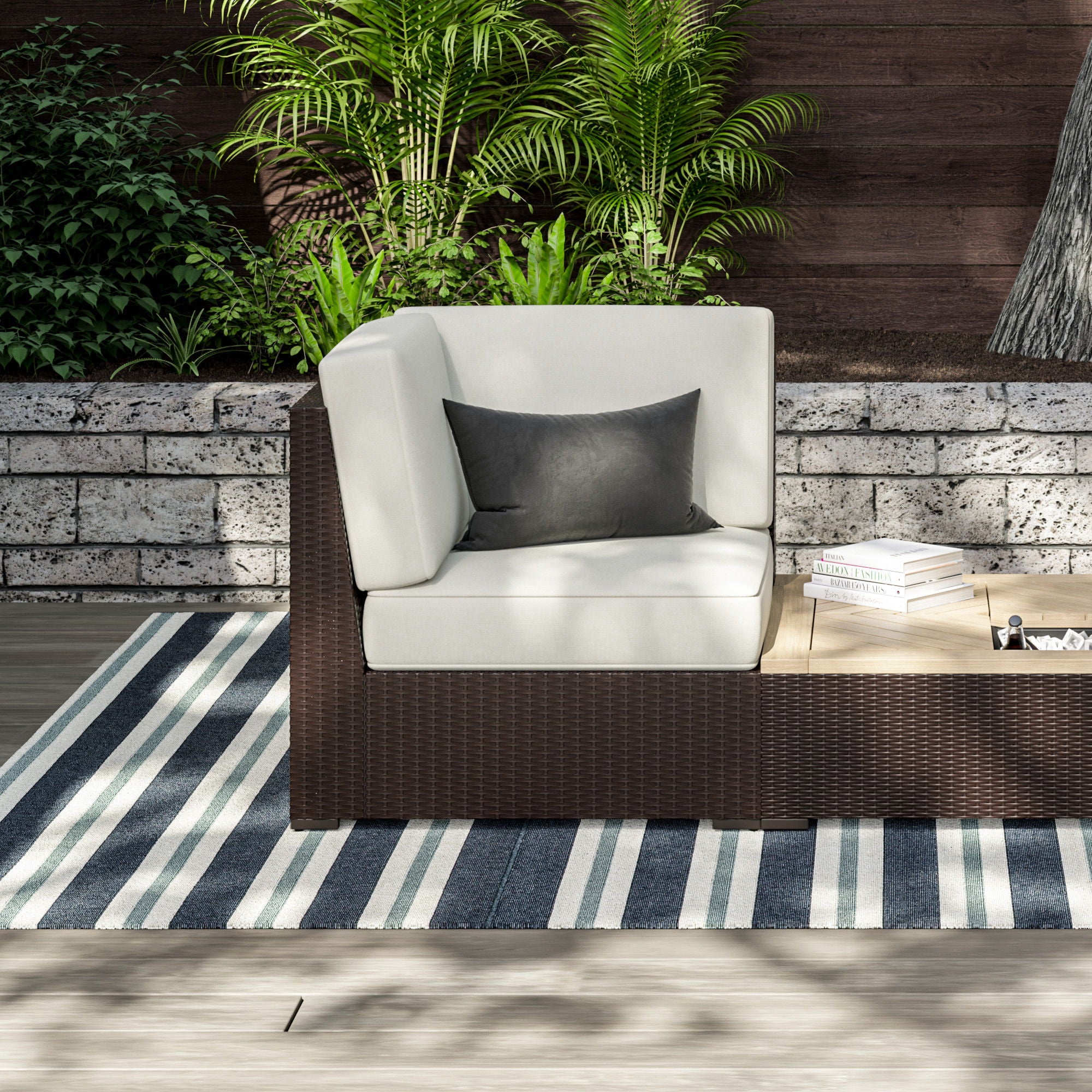 Palm Springs - Outdoor Sectional Side Chair - Brown, Dark - 32" - Premium Chairs from Homestyles - Just $904.98! Shop now at brett interiors