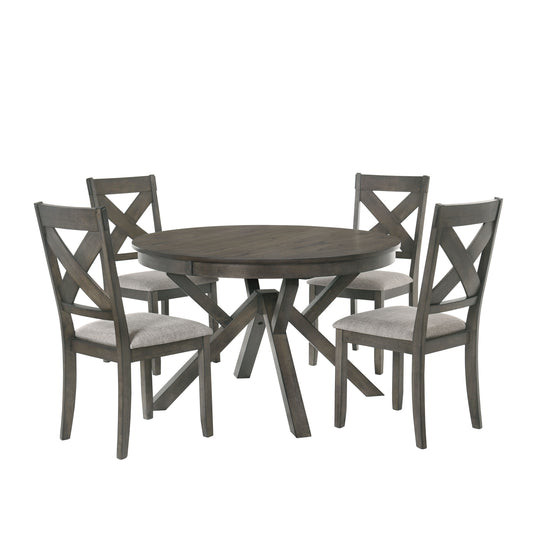 Gulliver - 5 Piece Dining Room Set (Round Dining Table & 4 Chairs) - Dark Brown - Premium 5 Piece Dining Room Sets from New Classic - Just $1397.50! Shop now at brett interiors