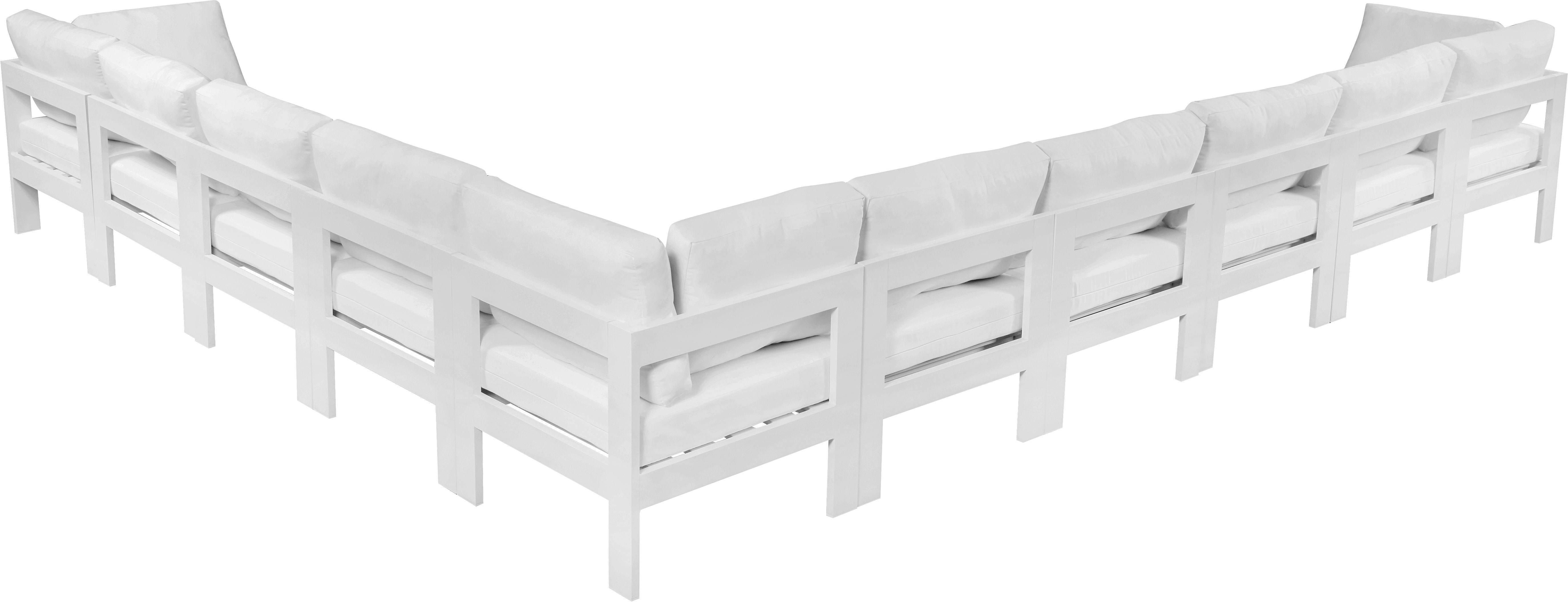 Nizuc - Outdoor Patio Modular Sectional 10 Piece - White - Modern & Contemporary - Premium Stationary Sectionals from Meridian Furniture - Just $8925! Shop now at brett interiors